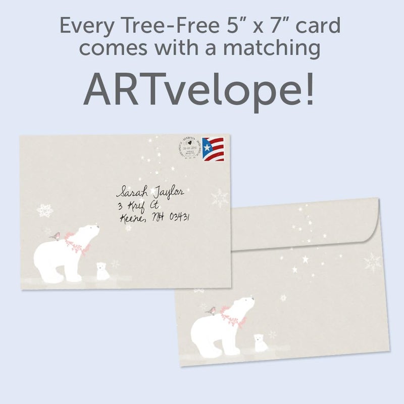 Tree-Free Greetings Holiday Greeting Cards, Polar Bear Merry Christmas, Vintage Brown Recycled Paper, Boxed Note Card Set, 10-Pack (HB93300) - Image 3